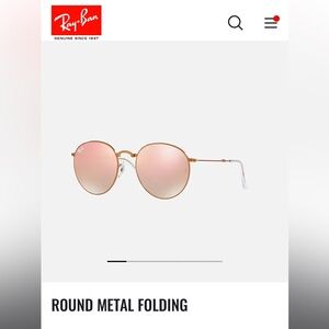 Round Folding Rose Gold Sunglasses